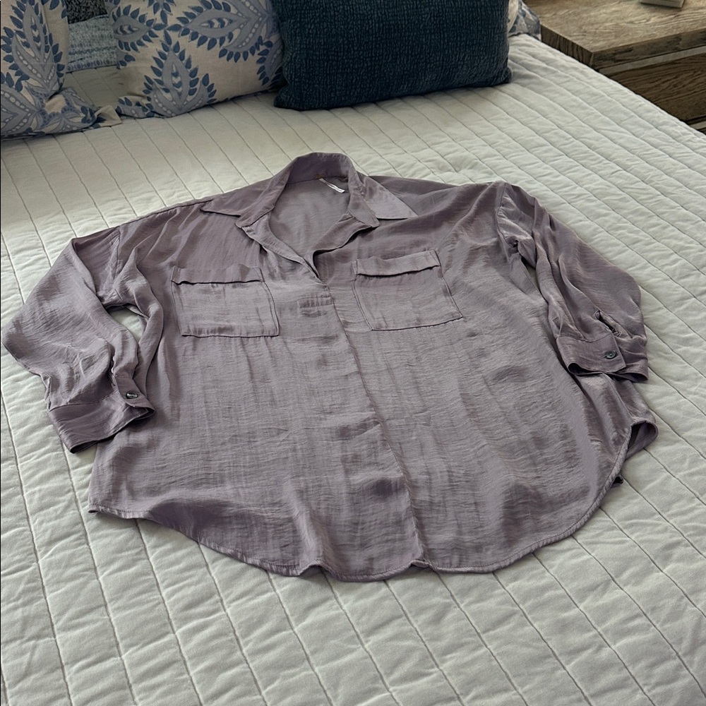 Free People Mauve Collared Shirt S/P